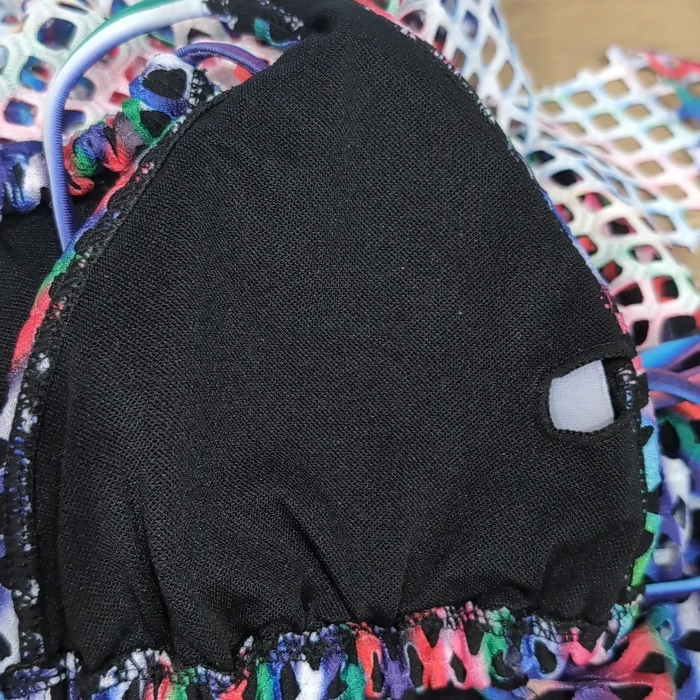 SHEIN Multicolor Strappy Halter Bikini With Matching Coverup Size Medium